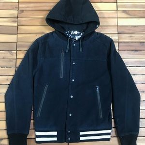 Comune hooded varsity jacket